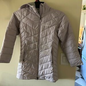 Columbia-{Size M}-Hooded Long Jacket in Lavender & Grey